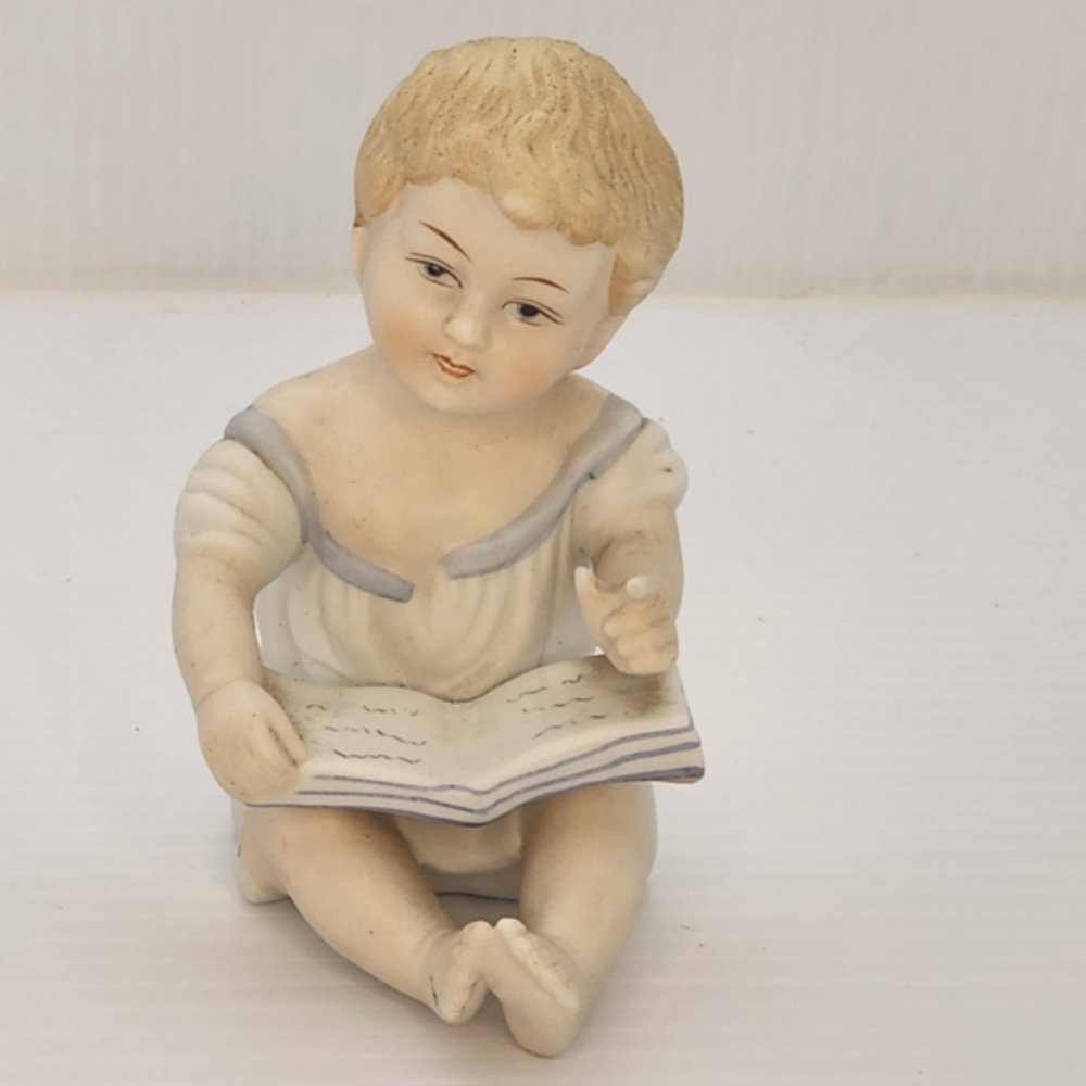 Vintage Porcelain Boy Figurine Piano Baby